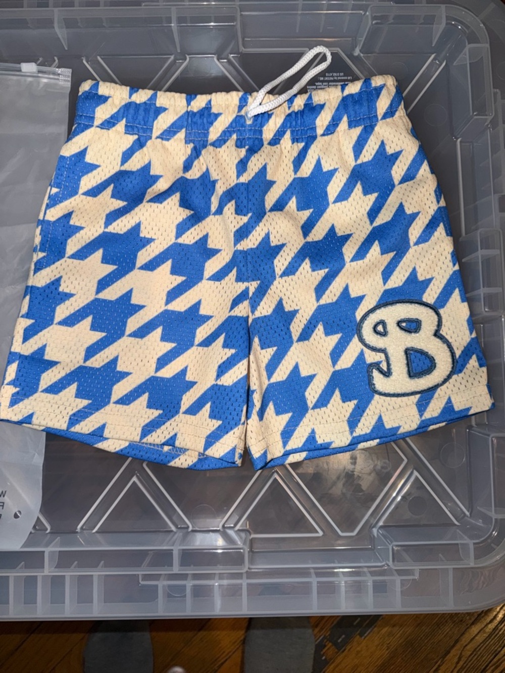 Bucket squad Kids Blue and Cream Houndstooth Athletic Shorts
